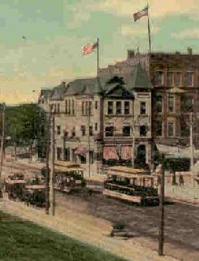 Trolleys in Railroad Square, Asbury Park, New Jersey