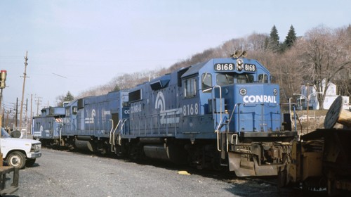 Conrail diesels and caboose, Dover, NJ