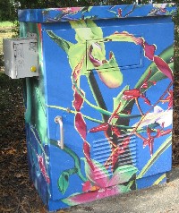 Dance of Life art by Jennifer Brewer Stone on a traffic control box